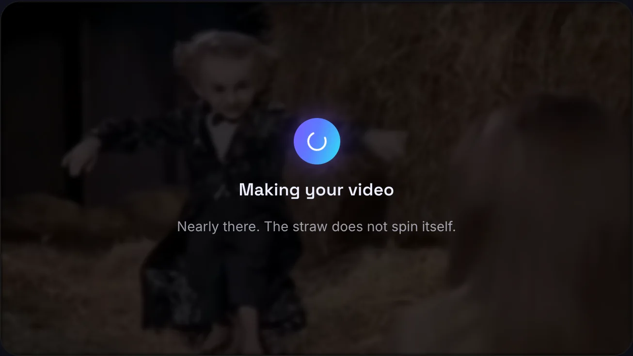 The generator while a Rumpelstiltskin meme video is being made, with the words Making your video